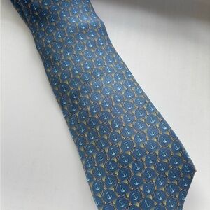 Salvatore Ferragamo Blue Anchor Pattern Tie 100%Silk